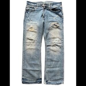 Pre-Owned American Eagle Mens Distressed Low Rise BootCut Jeans SZ 32W x 30L